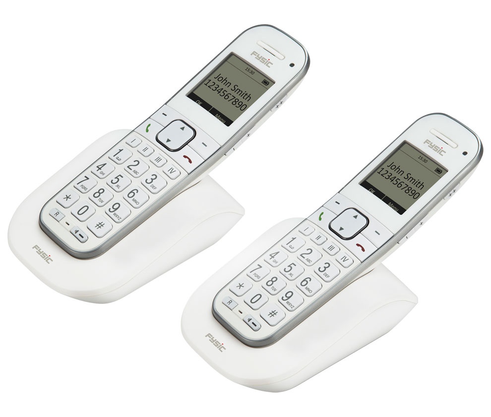FYSIC FX-5520 Teléfono inalámbrico DUO con teclas grandes con luz y  Compatible con audífonos
